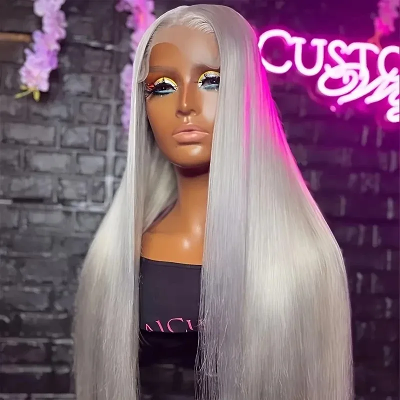 13×4 HD Silver Grey Silky Straight Lace Front Wigs Pre Plucked Glueless Synthetic Lace Frontal Wig High Quality Daily for Women
13×4 HD Silver Grey Silky Straight Lace Front Wigs Pre Plucked Glueless Synthetic Lace Frontal Wig High Quality Daily for Women
