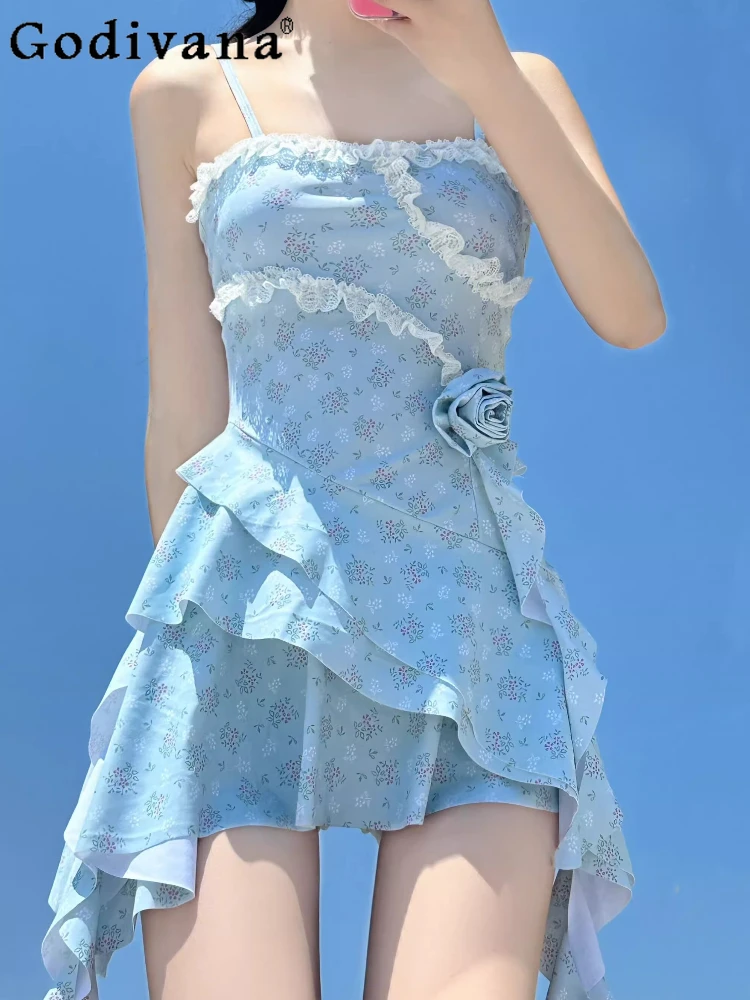 Women's Sky Blue Lace Ruffles Irregular One-piece Swimsuit 2025 New Beautiful Seaside Vacation Simple Leisure Suspender Swimwear
Women's Sky Blue Lace Ruffles Irregular One-piece Swimsuit 2025 New Beautiful Seaside Vacation Simple Leisure Suspender Swimwear