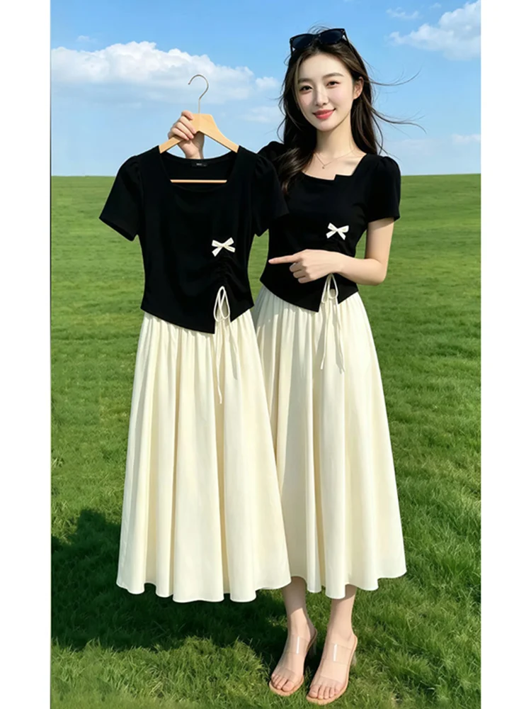 plus Size Summer Outfit High Waist Midi Skirt Set Women's Design Sensation Asymmetrical Short Sleeve Two Piece Set
plus Size Summer Outfit High Waist Midi Skirt Set Women's Design Sensation Asymmetrical Short Sleeve Two Piece Set