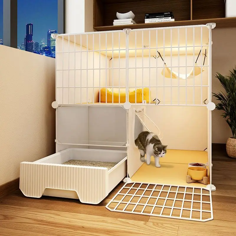 Cat Cage with Built-in Litter Box for Indoor Use Extra Large Free Space Two-Tier Enclosed Cat House for Kittens with Enhanced
Cat Cage with Built-in Litter Box for Indoor Use Extra Large Free Space Two-Tier Enclosed Cat House for Kittens with Enhanced