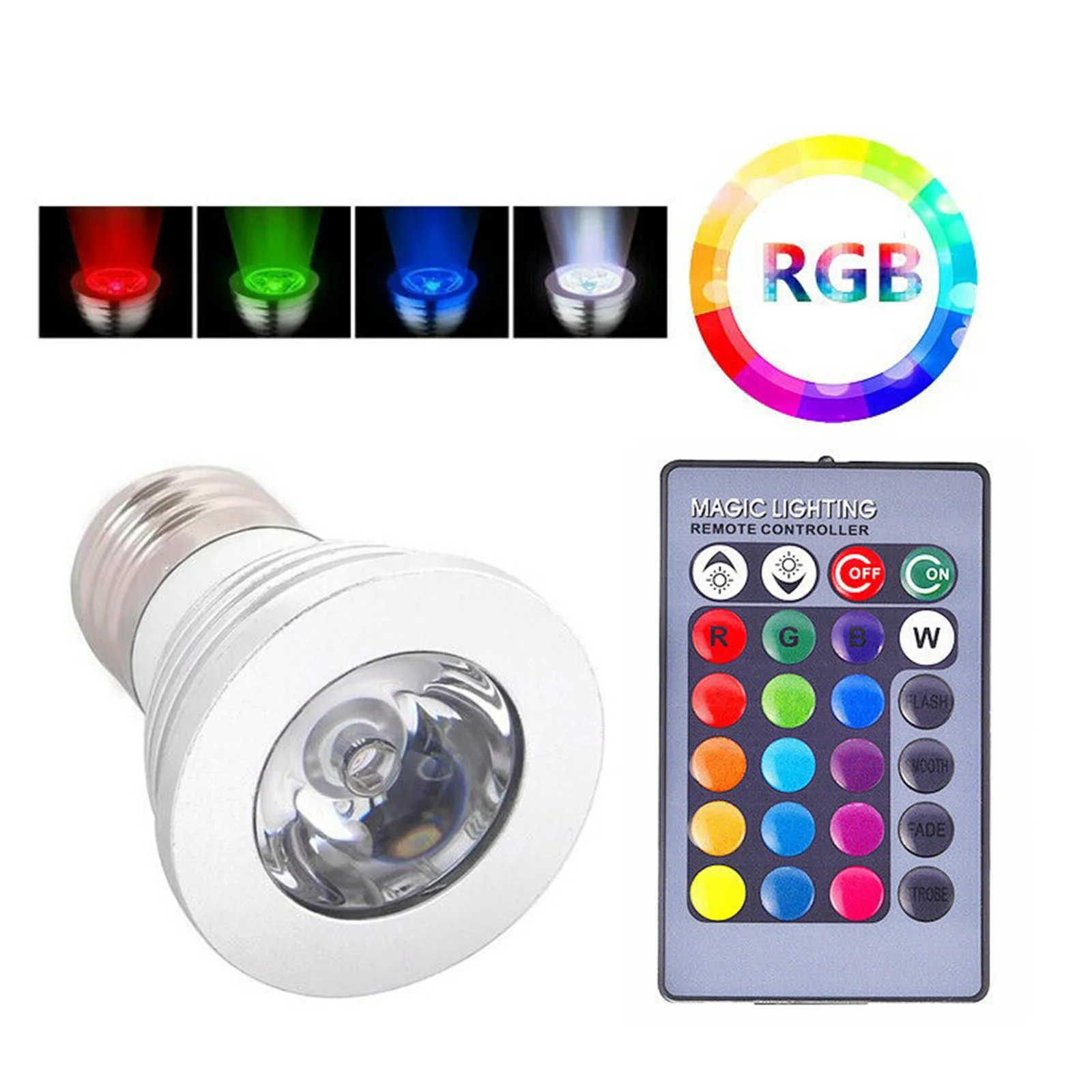 RGB LED Spotlight 3W E27 E14 GU10 GU5.3 MR16 With 24keys Remote Control Color Dimmable Light Bulbs For Home Decoration
RGB LED Spotlight 3W E27 E14 GU10 GU5.3 MR16 With 24keys Remote Control Color Dimmable Light Bulbs For Home Decoration