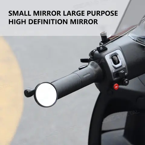 Seametal 2 pçs universal motocicleta barra final espelho 360 rotativo elétrico veículo espelho retrovisor grande angular ciclismo de estrada guiador