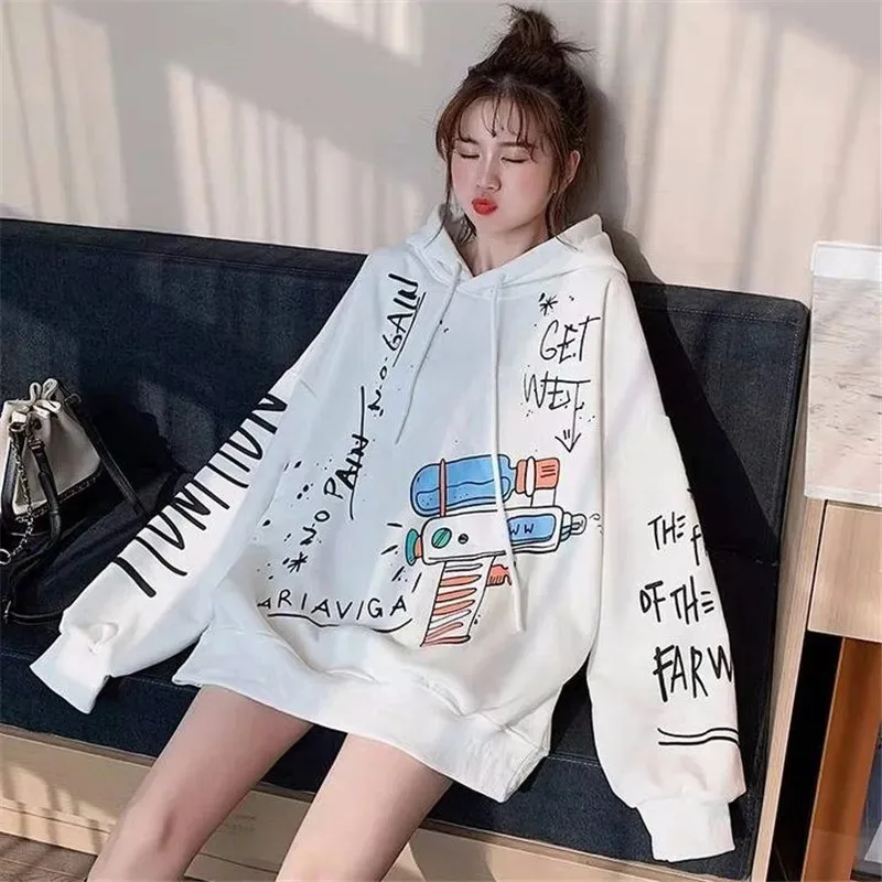 2024 White Women Loose Sweatshirts Streetwear Kawaii Tops Girls Autumn Long Sleeve Cute Cartoon Print Female Harajuku Hoodies
2024 White Women Loose Sweatshirts Streetwear Kawaii Tops Girls Autumn Long Sleeve Cute Cartoon Print Female Harajuku Hoodies