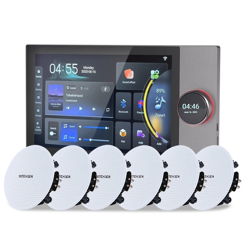 10-Inch Tuya Smart Home Background Music System 8*30W ceiling speaker Intelligent Central Control Panel Wall Amplifier
10-Inch Tuya Smart Home Background Music System 8*30W ceiling speaker Intelligent Central Control Panel Wall Amplifier