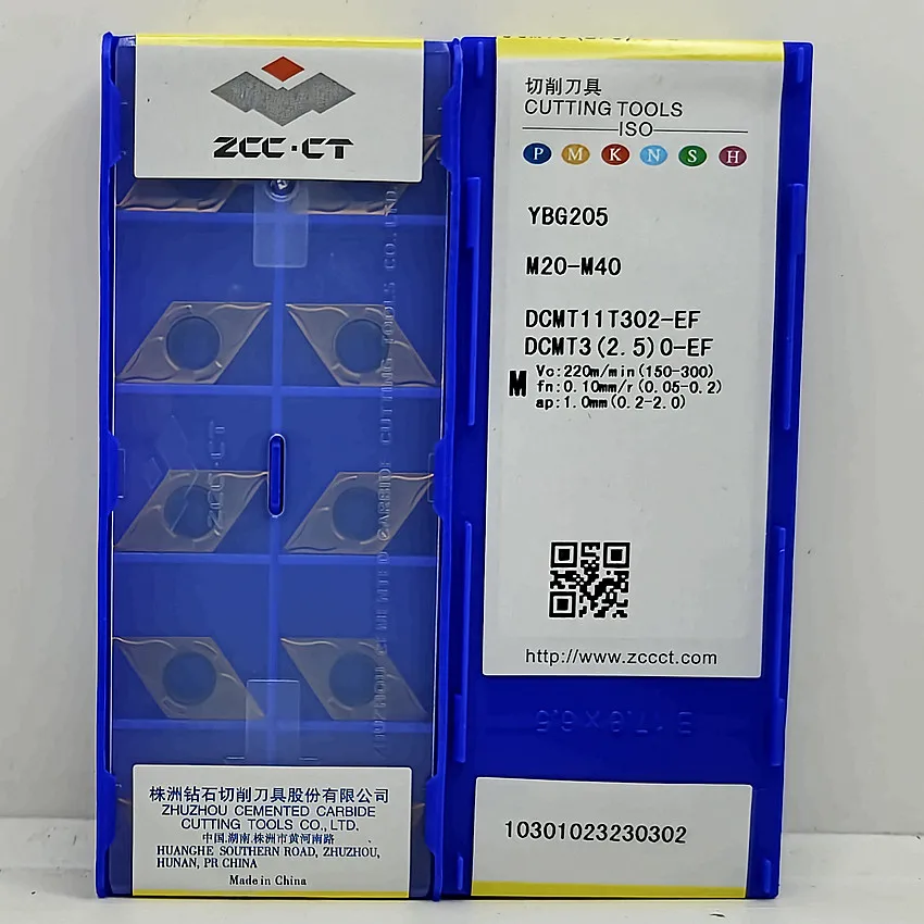 DCMT11T302-EF YBG205 DCMT32.50 DCMT11T302 ZCC.CT CNC carbide inserts Turning insert For Stainless steel M20-M40 10pcs/box
DCMT11T302-EF YBG205 DCMT32.50 DCMT11T302 ZCC.CT CNC carbide inserts Turning insert For Stainless steel M20-M40 10pcs/box