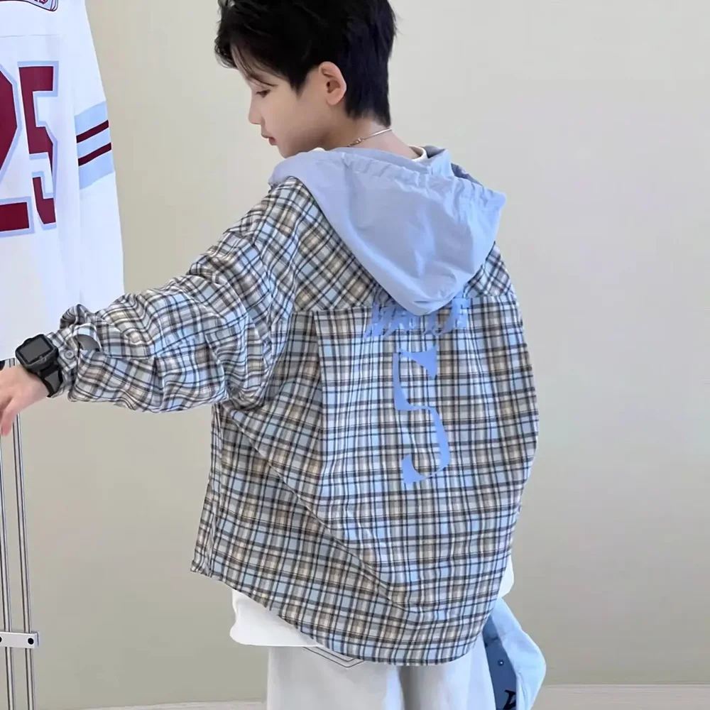 Boys Long Sleeve Hooded Plaid Shirt Spring Autumn 2026 New Style Mid-Toddler Casual Outerwear Checkered Shirt for Kids 110-180CM
Boys Long Sleeve Hooded Plaid Shirt Spring Autumn 2026 New Style Mid-Toddler Casual Outerwear Checkered Shirt for Kids 110-180CM