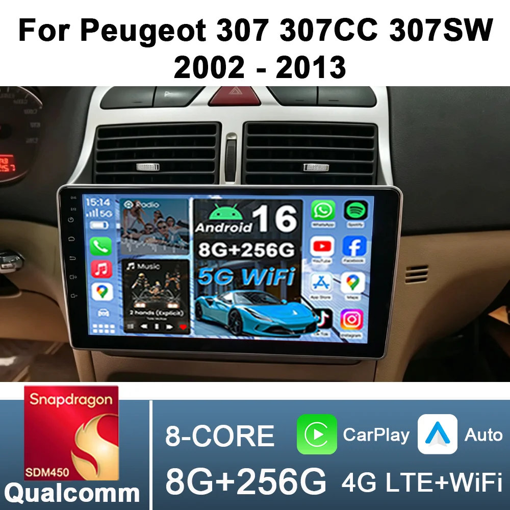 Car Radio for For Peugeot 307 307CC 307SW 2002-2013 Multimedia Carplay Player Stereo Auto Audio Headunit Android 9'' Navigation
Car Radio for For Peugeot 307 307CC 307SW 2002-2013 Multimedia Carplay Player Stereo Auto Audio Headunit Android 9'' Navigation