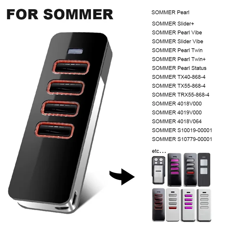 868mhz Garage Door Remote Control For Sommer Somloq2 Pearl Slider Vibe Twin 4019v001 4019v003 4019v021 Tx55-868-4 Gate Opener
868mhz Garage Door Remote Control For Sommer Somloq2 Pearl Slider Vibe Twin 4019v001 4019v003 4019v021 Tx55-868-4 Gate Opener