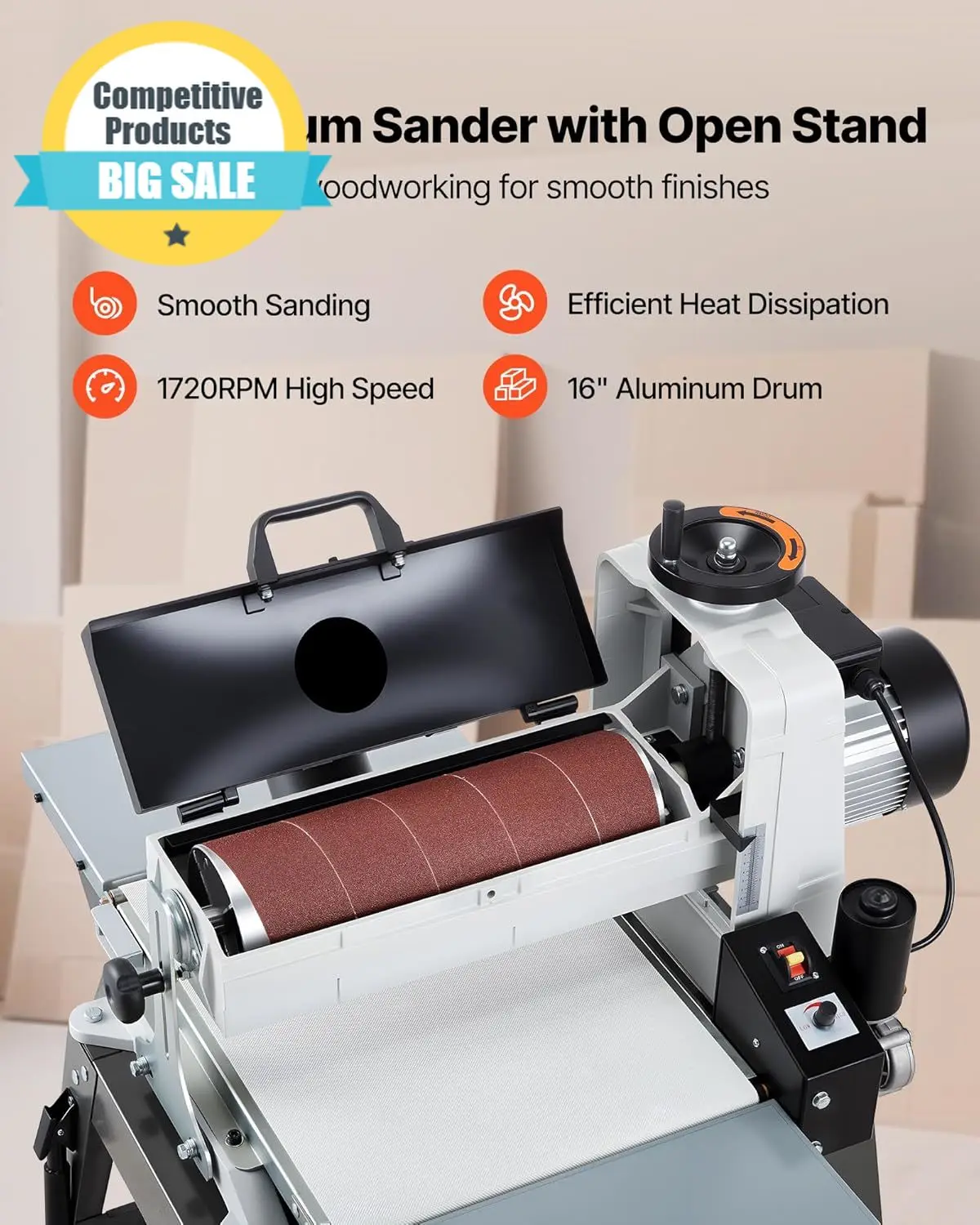 Substantial 16 Drum Sander With Stand Extension Tables 1 5HP 1720RPM Dual Motor Drum Sander For Woodworking Variable Speed Conve
Substantial 16 Drum Sander With Stand Extension Tables 1 5HP 1720RPM Dual Motor Drum Sander For Woodworking Variable Speed Conve