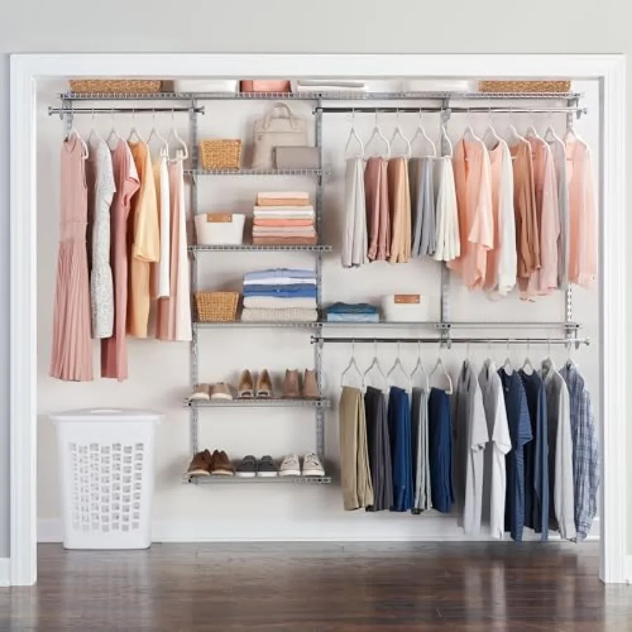 Configurations Deluxe Custom Closet Kit 4-8 Ft. Adjustable Metal Wire Shelving Finish Expandable Organization System Hardware I
Configurations Deluxe Custom Closet Kit 4-8 Ft. Adjustable Metal Wire Shelving Finish Expandable Organization System Hardware I