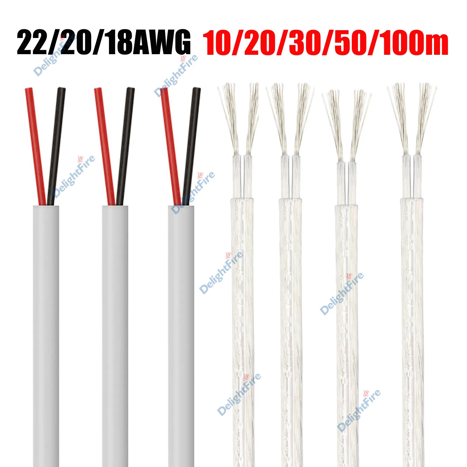 2 Conductor 12V Electrical Cables 22 20 18AWG Electronic Audio Wire for Speaker Auto Car Battery LED Lighting Lamp DIY Projects
2 Conductor 12V Electrical Cables 22 20 18AWG Electronic Audio Wire for Speaker Auto Car Battery LED Lighting Lamp DIY Projects