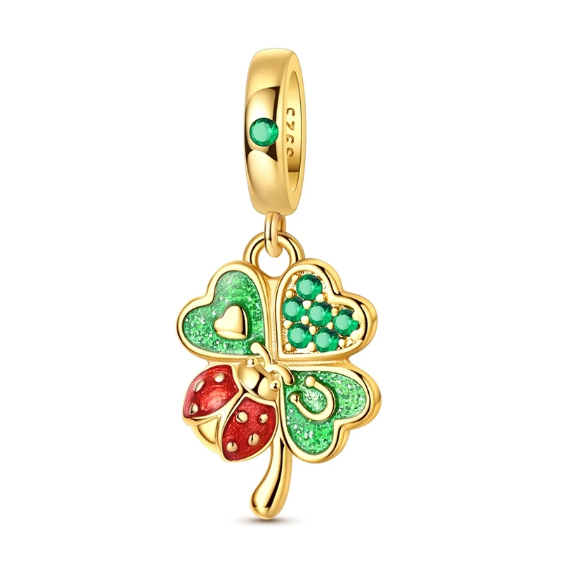 925 Sterling Silver Charms Bead CZ Zircon Golden Four-Leaf Clover Dangle Fit Original Bracelet DIY Women Jewelry
925 Sterling Silver Charms Bead CZ Zircon Golden Four-Leaf Clover Dangle Fit Original Bracelet DIY Women Jewelry