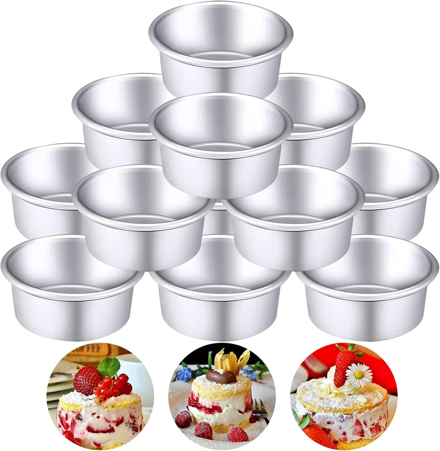 12 Pcs Round Cake Pans Aluminum Mold for Baking Cheesecake, 4 Inch
12 Pcs Round Cake Pans Aluminum Mold for Baking Cheesecake, 4 Inch
