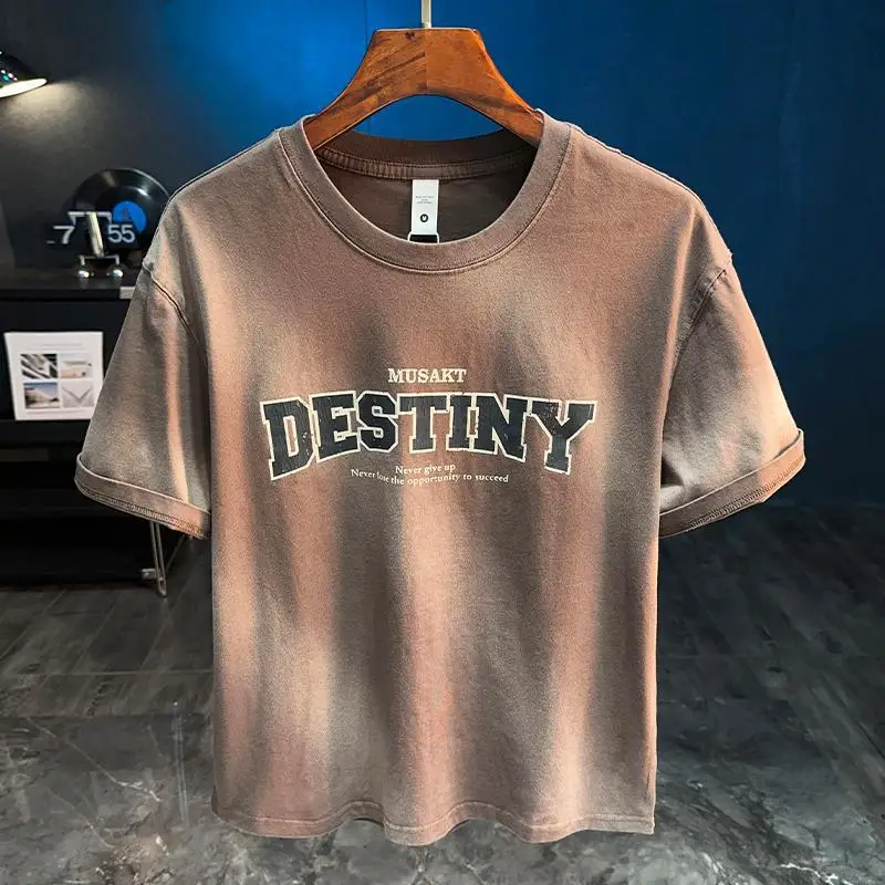 Summer wear short sleeved T-shirt men's trendy loose American retro washed vintage casual top
Summer wear short sleeved T-shirt men's trendy loose American retro washed vintage casual top