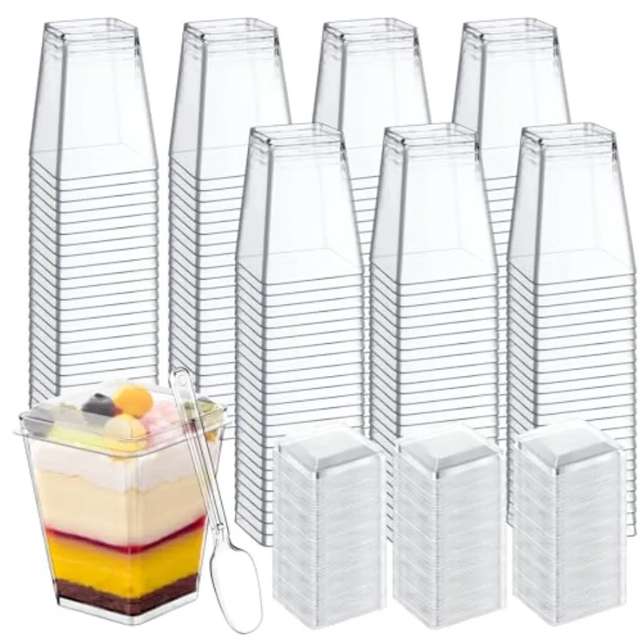 600 Pcs Mini Dessert Cups with Spoons and Lids 5 Oz Square Mini Clear Parfait Cups Shooters Cups for Party Clear Yogurt Parfait
600 Pcs Mini Dessert Cups with Spoons and Lids 5 Oz Square Mini Clear Parfait Cups Shooters Cups for Party Clear Yogurt Parfait