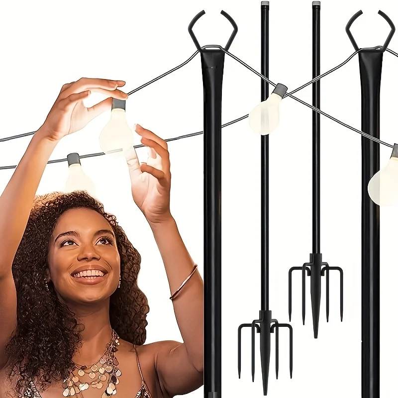 Outdoor String Light Holiday Decorative Light Poles - Metal Poles with Hooks for Outdoor String Lights - Perfect Yard Light Additions for Backyards, Weddings, And Parties
Outdoor String Light Holiday Decorative Light Poles - Metal Poles with Hooks for Outdoor String Lights - Perfect Yard Light Additions for Backyards, Weddings, And Parties