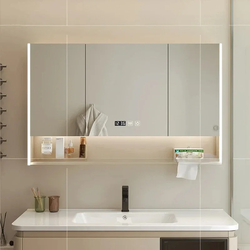 Nordic Smart Bathroom Mirror Cabinet Wall Hanging Mist Removal Dressing Storage Mirror Solid Wood Furniture Mueble Lavadora FYBC
Nordic Smart Bathroom Mirror Cabinet Wall Hanging Mist Removal Dressing Storage Mirror Solid Wood Furniture Mueble Lavadora FYBC