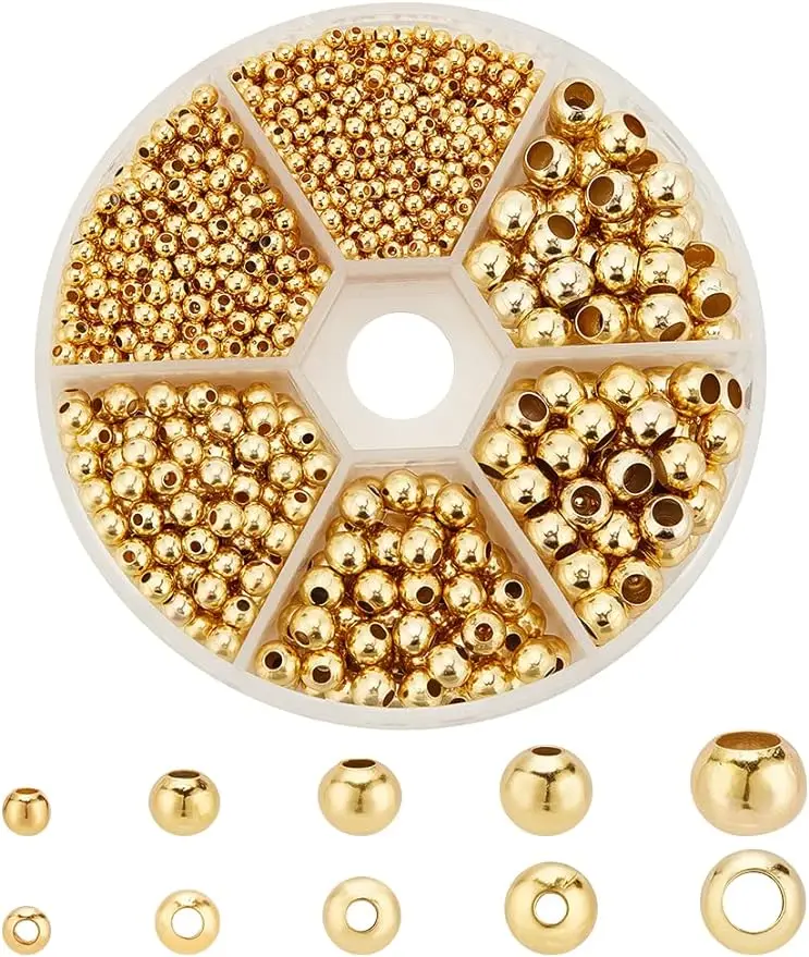 1430pcs 5Size Golden Spacer Beads Brass Round Smooth Bead Spacers Loose Metal Beads for Bracelet Necklace Jewelry Making
1430pcs 5Size Golden Spacer Beads Brass Round Smooth Bead Spacers Loose Metal Beads for Bracelet Necklace Jewelry Making