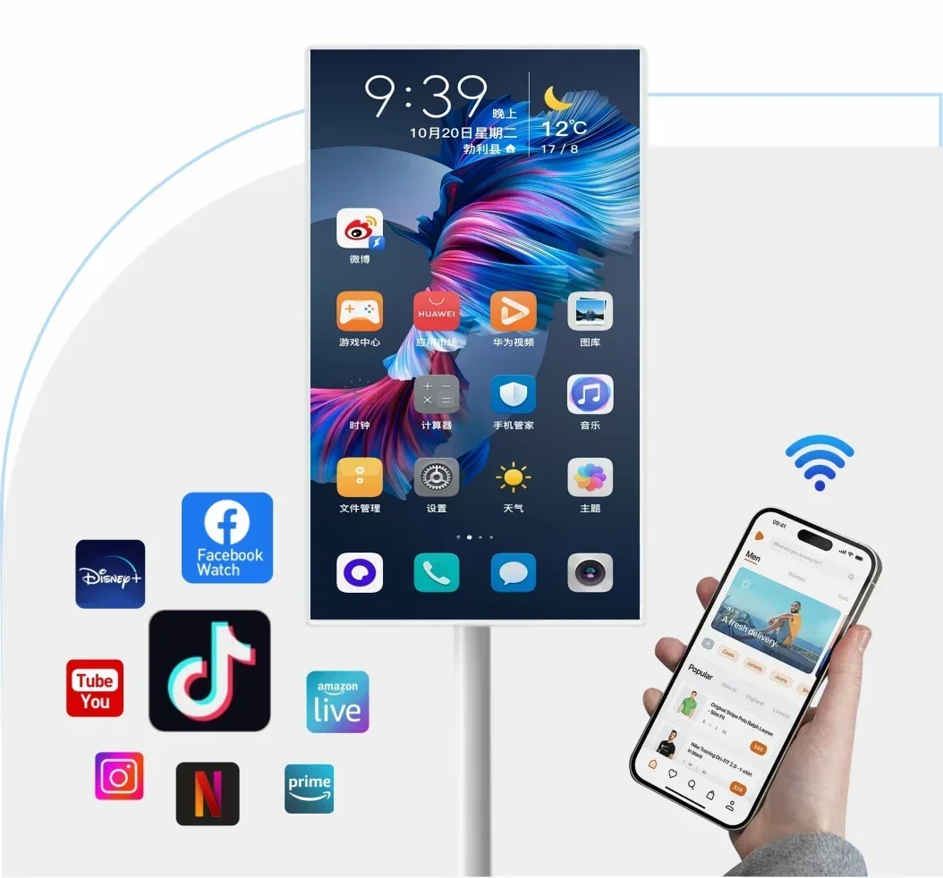 Free Standing Tv 21.5 Inch Touch Screen Portable Tv Smart Mobile Display Rechargeable 360 Rotating Tv Stand Wireless Television
Free Standing Tv 21.5 Inch Touch Screen Portable Tv Smart Mobile Display Rechargeable 360 Rotating Tv Stand Wireless Television