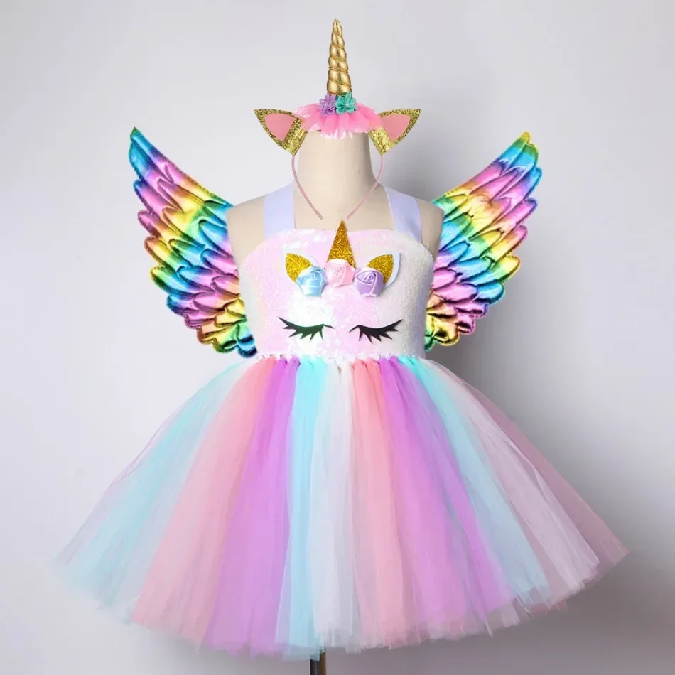 Платья-пачки с единорогом для девочек, детское платье для фотосъемки с повязкой на голову и крыльями, детское платье на день рождения с рисунком радуги и розовым цветком, ткань
Платья-пачки с единорогом для девочек, детское платье для фотосъемки с повязкой на голову и крыльями, детское платье на день рождения с рисунком радуги и розовым цветком, ткань