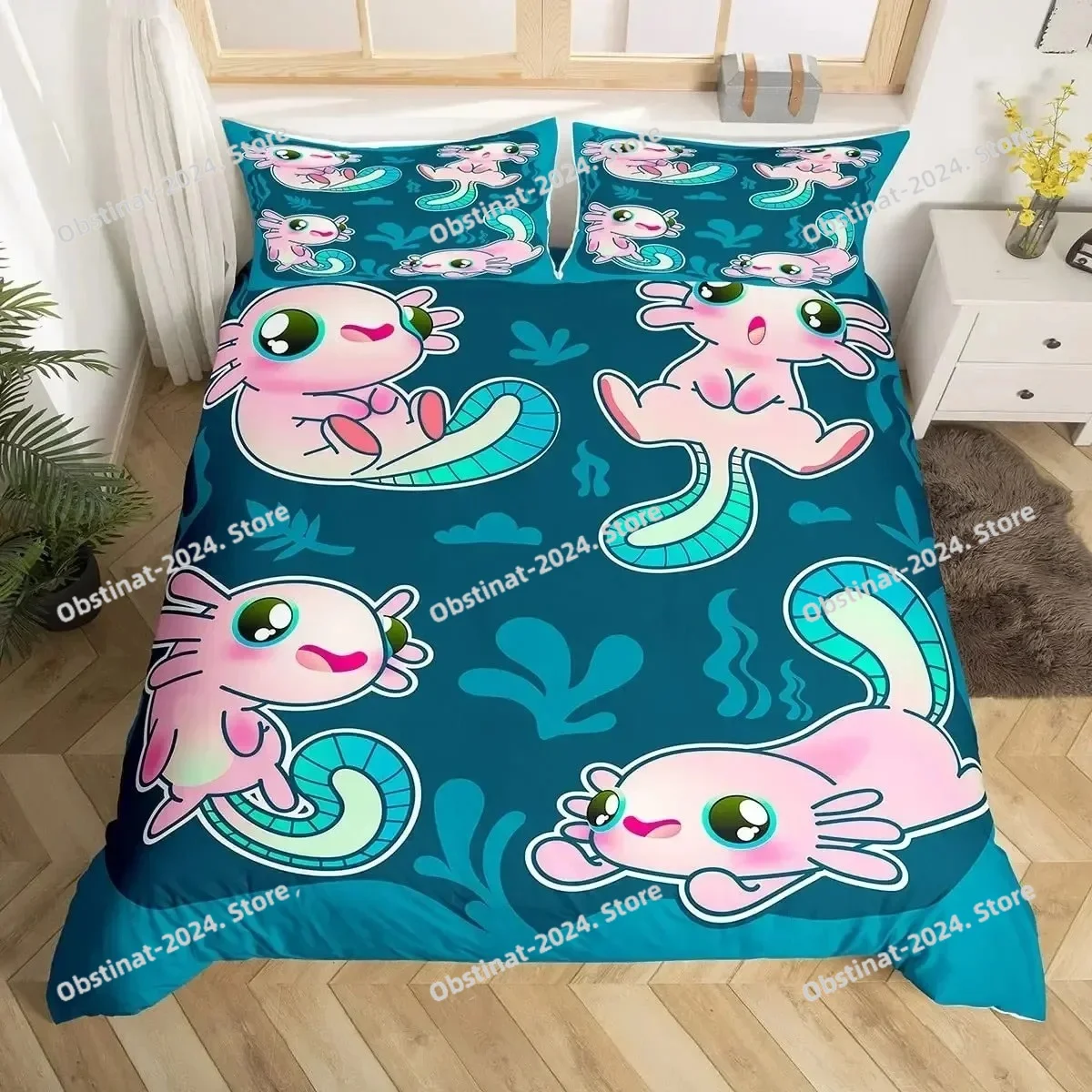 Cartoon Axolotl Cute Sea Animal Reptile Bedding Set Printed Duvet Cover Pillowcase Single Double Style Queen King Size Sets
Cartoon Axolotl Cute Sea Animal Reptile Bedding Set Printed Duvet Cover Pillowcase Single Double Style Queen King Size Sets