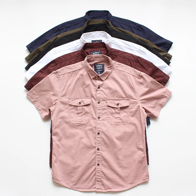 American Casual 100% Cotton Washed Summer Youth Shirt Thin Loose Solid Color Double Pocket Casual Short Sleeve Men Tops Y2k
American Casual 100% Cotton Washed Summer Youth Shirt Thin Loose Solid Color Double Pocket Casual Short Sleeve Men Tops Y2k
