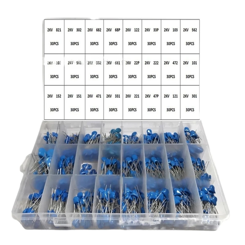 720PCS/Lot 2KV 2000V 22PF-821PF 24 Values Assorted High-Voltage Ceramic Capacitors Package
720PCS/Lot 2KV 2000V 22PF-821PF 24 Values Assorted High-Voltage Ceramic Capacitors Package