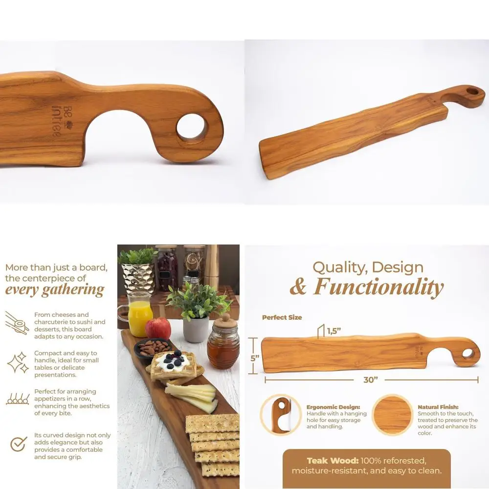 Доска для мясных изделий из тикового дерева с ручкой, 30x5x1,5 — идеально подходит для сыров, закусок и праздничных пищевых дисплеев
Доска для мясных изделий из тикового дерева с ручкой, 30x5x1,5 — идеально подходит для сыров, закусок и праздничных пищевых дисплеев