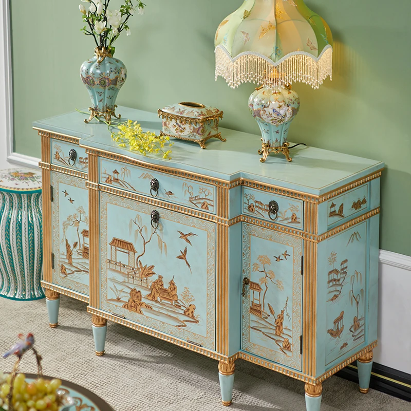 Solid wood dining side new Chinese storage tea cabinet new classical room hall aisle entrance cabinet blue high-end
Solid wood dining side new Chinese storage tea cabinet new classical room hall aisle entrance cabinet blue high-end