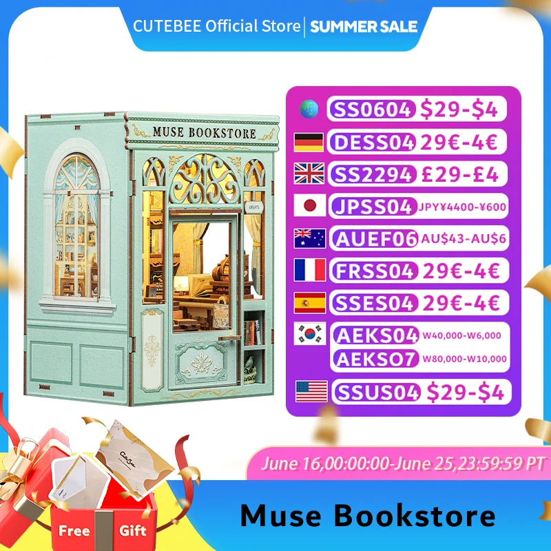 CUTEBEE деревянный книжный уголок, комплект кукольного домика, миниатюрный кукольный домик, наборы книжной полки со светодиодной подсветкой для книжного магазина Muse
CUTEBEE деревянный книжный уголок, комплект кукольного домика, миниатюрный кукольный домик, наборы книжной полки со светодиодной подсветкой для книжного магазина Muse