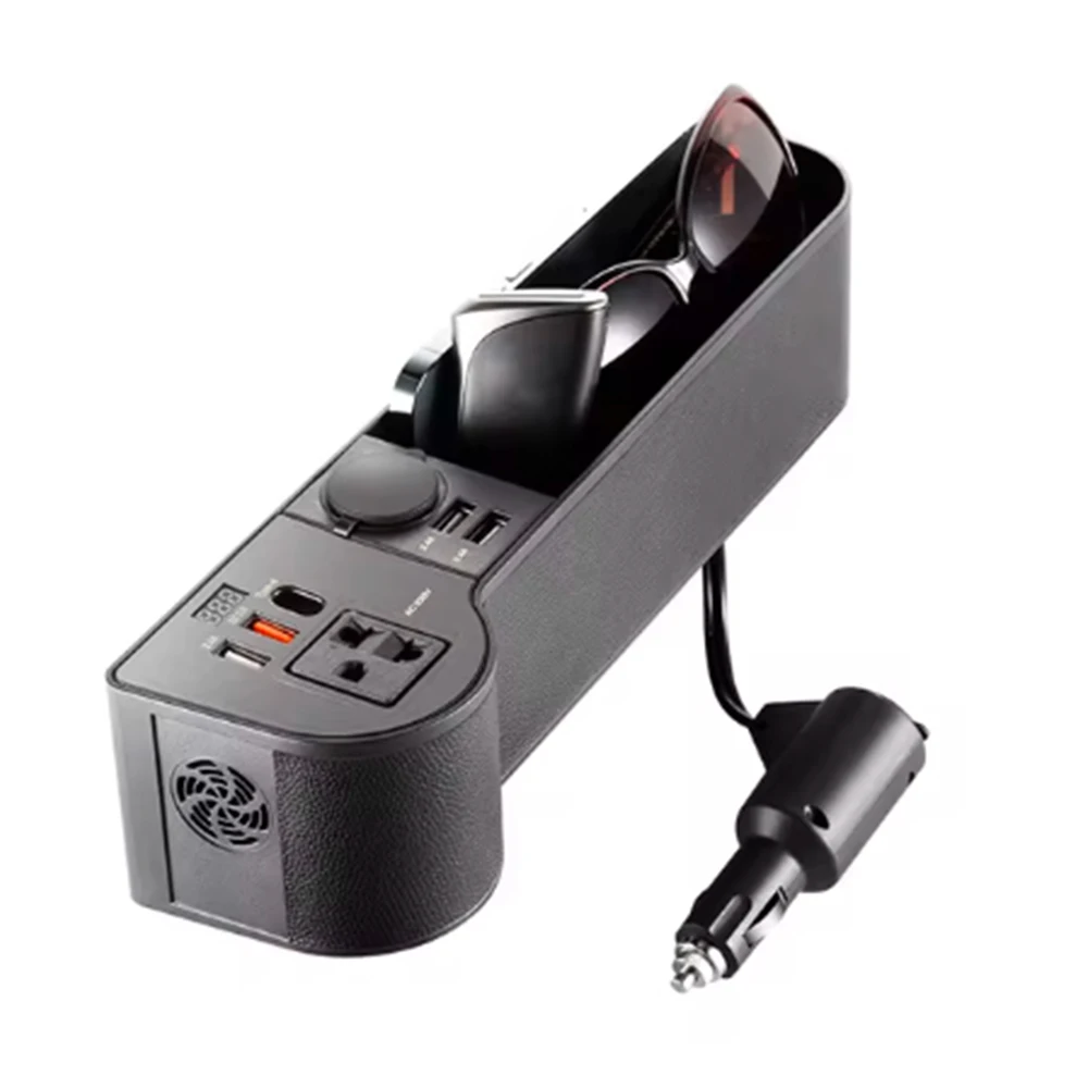 Car organizer equipped with 12V/24V to 220V inverter, seat dent storage box, 4 USB ports, QC3.0, smartphone fast charging
Car organizer equipped with 12V/24V to 220V inverter, seat dent storage box, 4 USB ports, QC3.0, smartphone fast charging