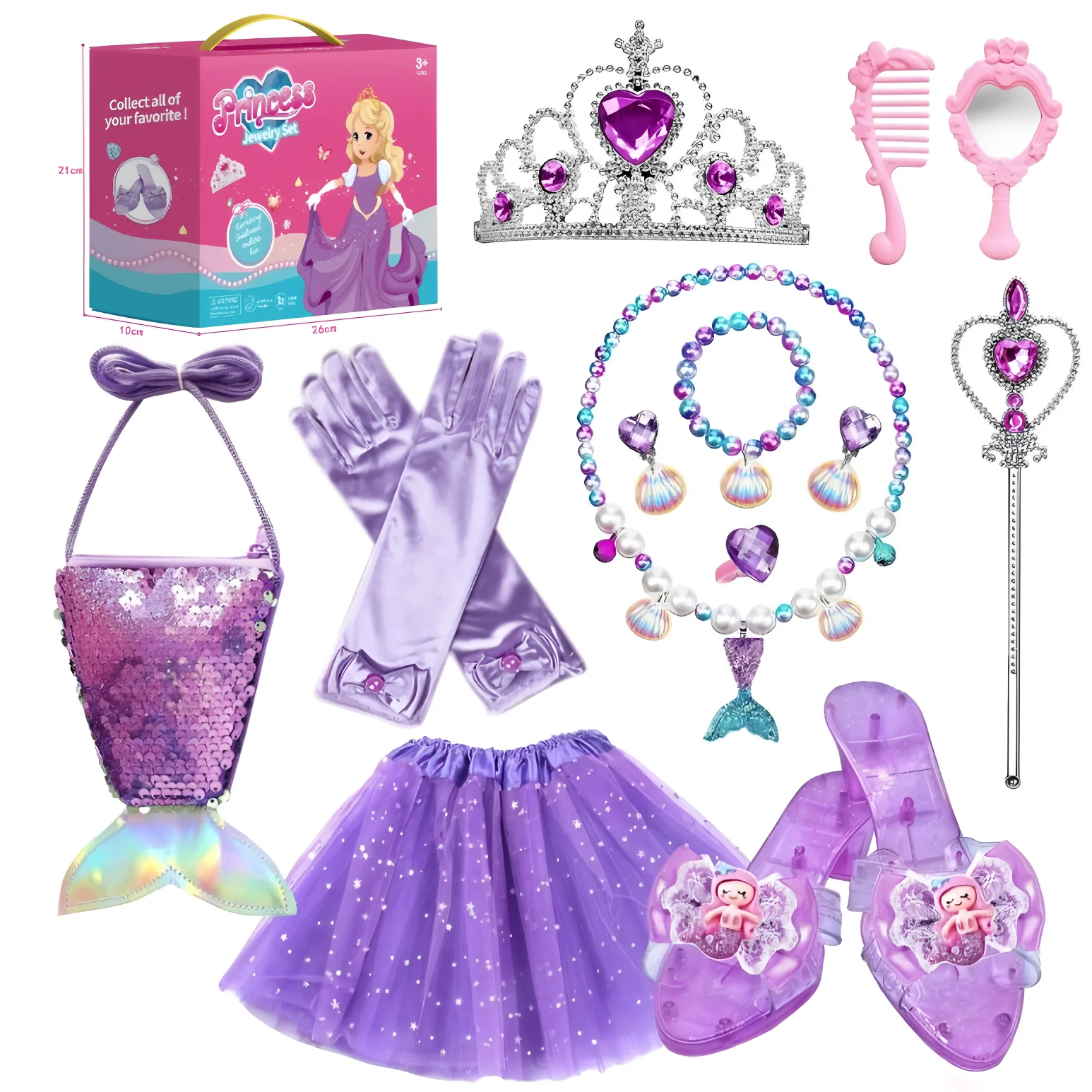 Princess Dress Up Toy for Toddlers 3-6 Sparkling Pretend Play Set with Crown, Jewelry & Princess Shoes Girls Birthday Gift,
Princess Dress Up Toy for Toddlers 3-6 Sparkling Pretend Play Set with Crown, Jewelry & Princess Shoes Girls Birthday Gift,