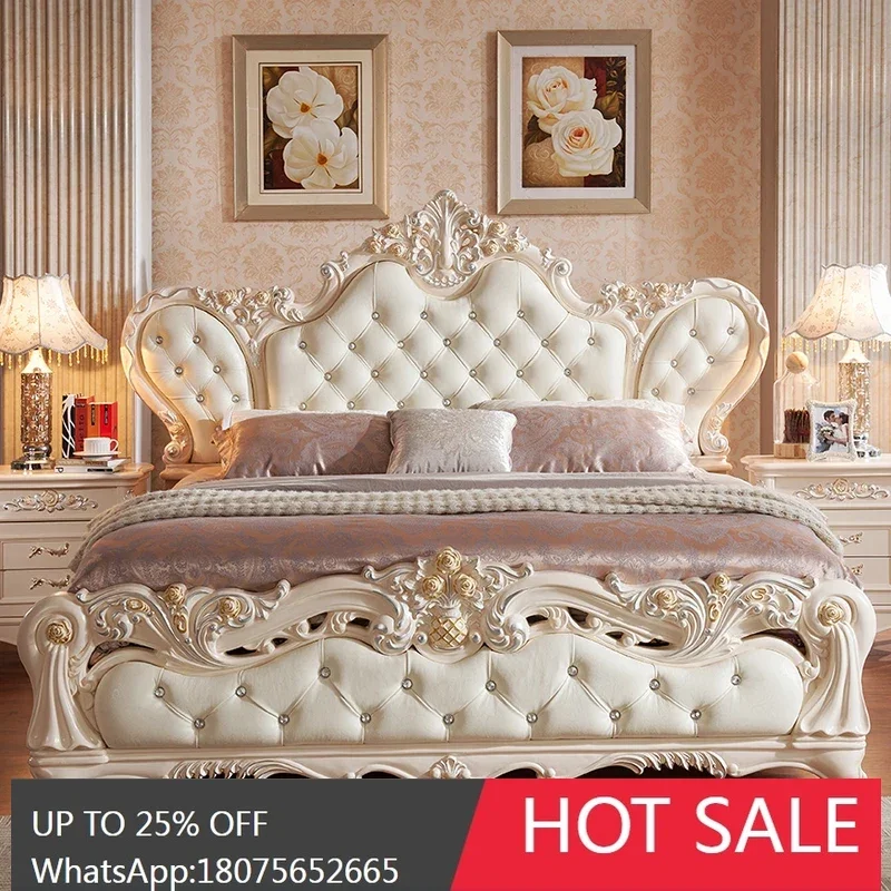 MJY European leather 1.8m double solid wood queen bed luxury villa princess bed
MJY European leather 1.8m double solid wood queen bed luxury villa princess bed