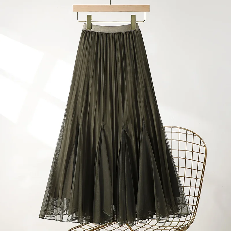 Двусторонняя сетчатая юбка-миди женская, осенняя новинка, с завышенной талией, скрывающая фигуру, плиссированная, А-силуэт, с эффектом «рыбий хвост», длинная
Двусторонняя сетчатая юбка-миди женская, осенняя новинка, с завышенной талией, скрывающая фигуру, плиссированная, А-силуэт, с эффектом «рыбий хвост», длинная