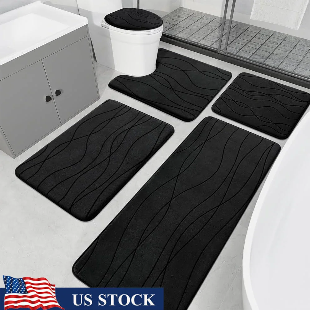 Memory Foam Bathroom Rug Set Ultra Absorbent Non-Slip Washable Soft Bath Mats Quick Drying Machine Wash Dry Resistant 5 Pieces
Memory Foam Bathroom Rug Set Ultra Absorbent Non-Slip Washable Soft Bath Mats Quick Drying Machine Wash Dry Resistant 5 Pieces