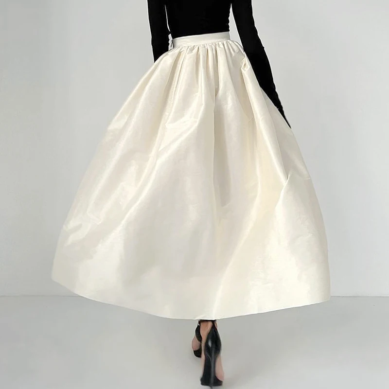 Summer Elegant Puff Pleated Long Skirts Women Casual Simple Commute Half Skirt Fashion High Waist Solid Color Satin A-line Skirt
Summer Elegant Puff Pleated Long Skirts Women Casual Simple Commute Half Skirt Fashion High Waist Solid Color Satin A-line Skirt