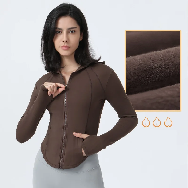 Solid Color Fleece To Keep Warm Fitness Women Hooded Fitness Jacket Full Zipper Long Sleeve Comprehensive Training Yoga Coat Top
Solid Color Fleece To Keep Warm Fitness Women Hooded Fitness Jacket Full Zipper Long Sleeve Comprehensive Training Yoga Coat Top