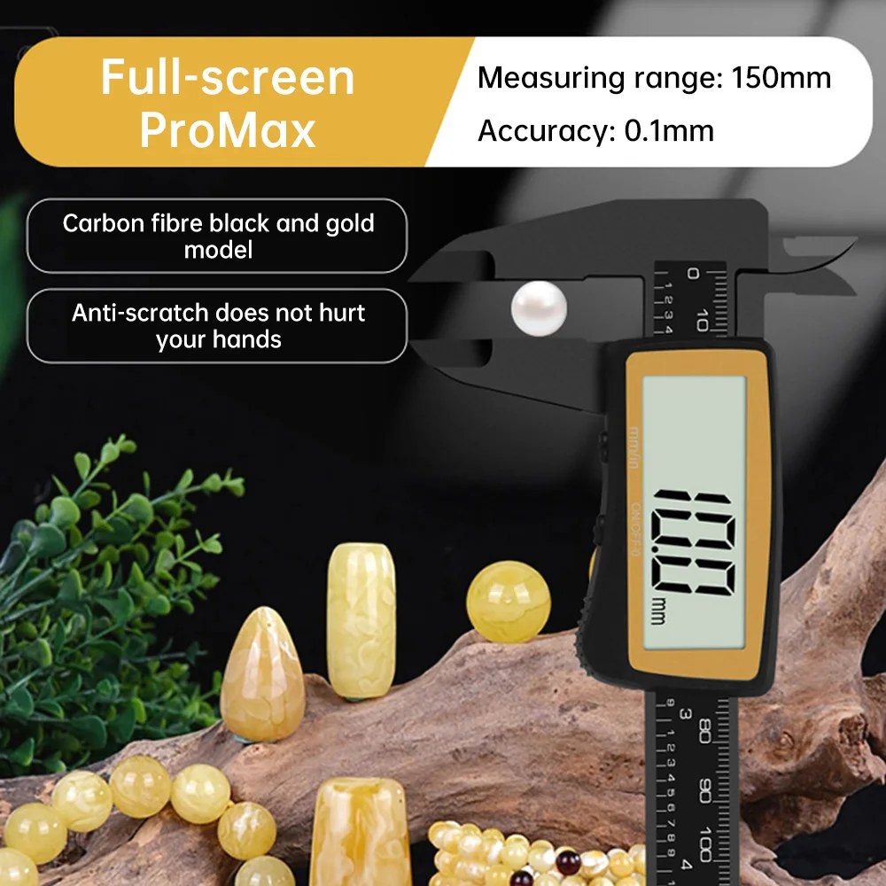 New Carbon Fiber Full Screen Electronic Digital Display Vernier Calipers High Precision 0-150mm Calipers Measure Tool With Boxed
New Carbon Fiber Full Screen Electronic Digital Display Vernier Calipers High Precision 0-150mm Calipers Measure Tool With Boxed
