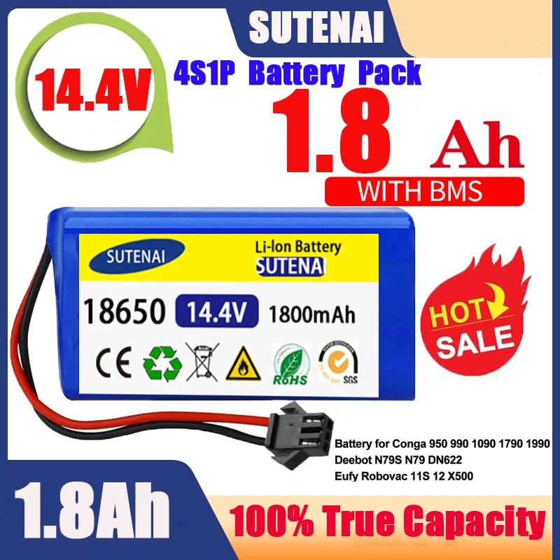 14.4V 6.8Ah Li-ion battery for Cecotec Conga Excellence 950 990 1090 Ecovacs Deebot DN621 601/605 Eufy RoboVac 35C Panda i7 V710
14.4V 6.8Ah Li-ion battery for Cecotec Conga Excellence 950 990 1090 Ecovacs Deebot DN621 601/605 Eufy RoboVac 35C Panda i7 V710