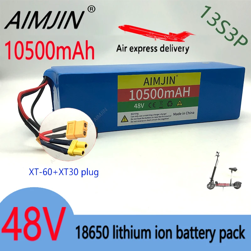 48V 10.5Ah 13S3P XT60/XT30 Plug rechargeable Li-Ion battery pack with built-in BMS protection board for electric riding equipped
48V 10.5Ah 13S3P XT60/XT30 Plug rechargeable Li-Ion battery pack with built-in BMS protection board for electric riding equipped