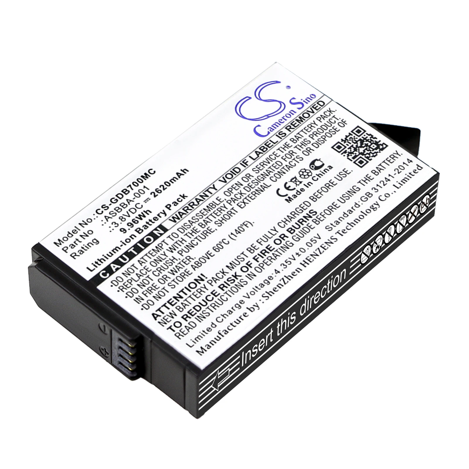 Cameron Sino 3.8V 2620mAh Camera Battery ASBBA-001, 601-12862-000, SBDC1B for GoPro Fusion, Fusion VR 360
Cameron Sino 3.8V 2620mAh Camera Battery ASBBA-001, 601-12862-000, SBDC1B for GoPro Fusion, Fusion VR 360