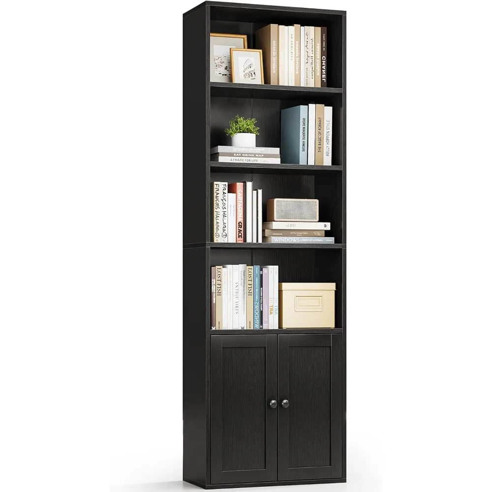 Floor-standing Bookshelf/cabinet with Doors, Six-tier Shelving, Tall Bookcase, Black
Floor-standing Bookshelf/cabinet with Doors, Six-tier Shelving, Tall Bookcase, Black