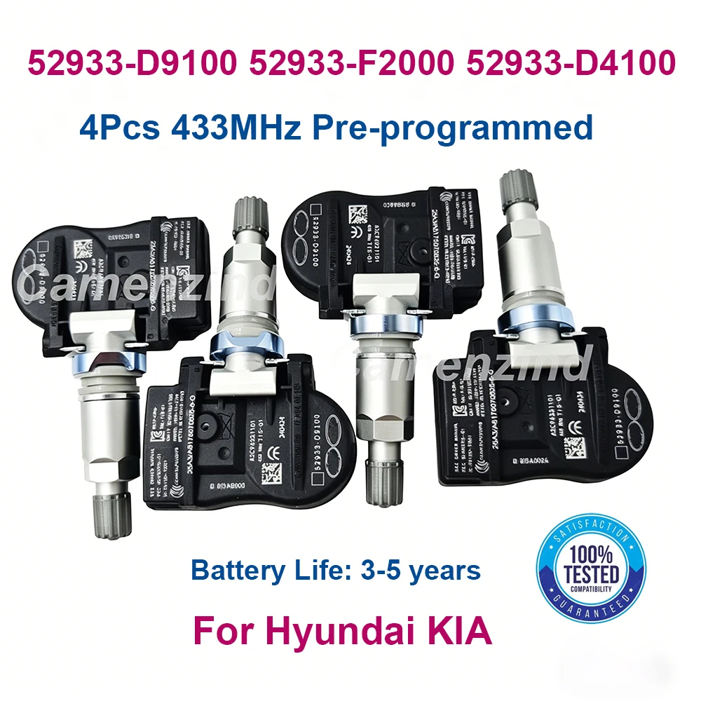 4PCS Tire Pressure Sensor 52933-D9100 52933-D4100 52933D4100 TPMS For 2017 2018 2019 KIA Optima Sportage Sorento Genesis Ioniq
4PCS Tire Pressure Sensor 52933-D9100 52933-D4100 52933D4100 TPMS For 2017 2018 2019 KIA Optima Sportage Sorento Genesis Ioniq