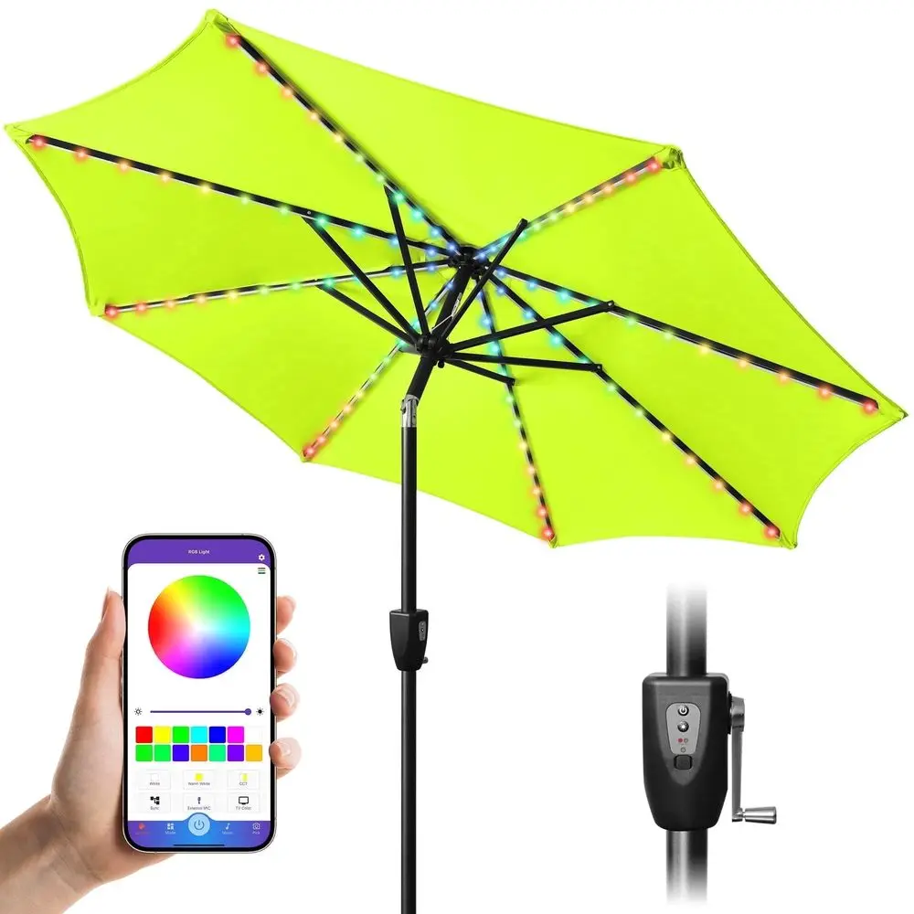 | 7.5t Outdoor Patio Umbrella with r Lights, Outdoor Market Umbrella with Colorul LED Lights and and Crank - Green
| 7.5t Outdoor Patio Umbrella with r Lights, Outdoor Market Umbrella with Colorul LED Lights and and Crank - Green