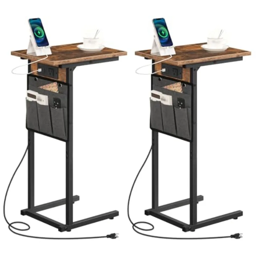 C Shaped Side Tables with Charging Station Set of 2 Slide Under Couch Tables 27.8" Tall Side Tables for Sofa Arm with Fabric St
C Shaped Side Tables with Charging Station Set of 2 Slide Under Couch Tables 27.8" Tall Side Tables for Sofa Arm with Fabric St