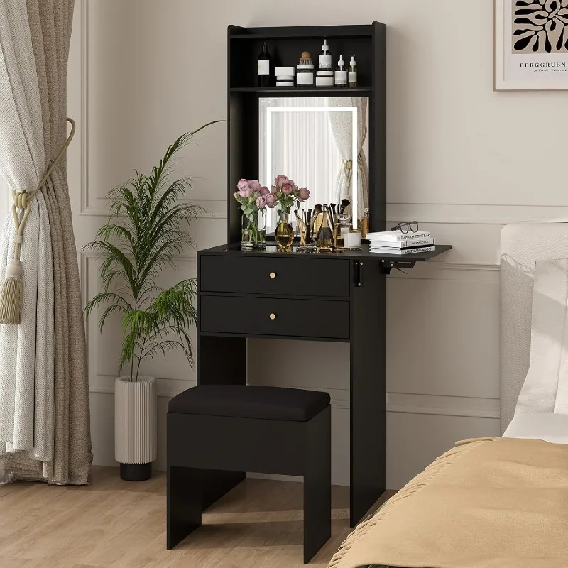 Mini Vanity set with 3 adjustable glowing mirrors and storage chair Mini Black makeup vanity set with foldable panels
Mini Vanity set with 3 adjustable glowing mirrors and storage chair Mini Black makeup vanity set with foldable panels