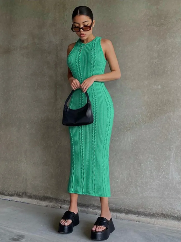 Trend Solid Color Slim Knitted Long Dresses Women O Neck Package Hip Bodycon Knitting Sleeveless Dress Female Fashion Streetwear
Trend Solid Color Slim Knitted Long Dresses Women O Neck Package Hip Bodycon Knitting Sleeveless Dress Female Fashion Streetwear