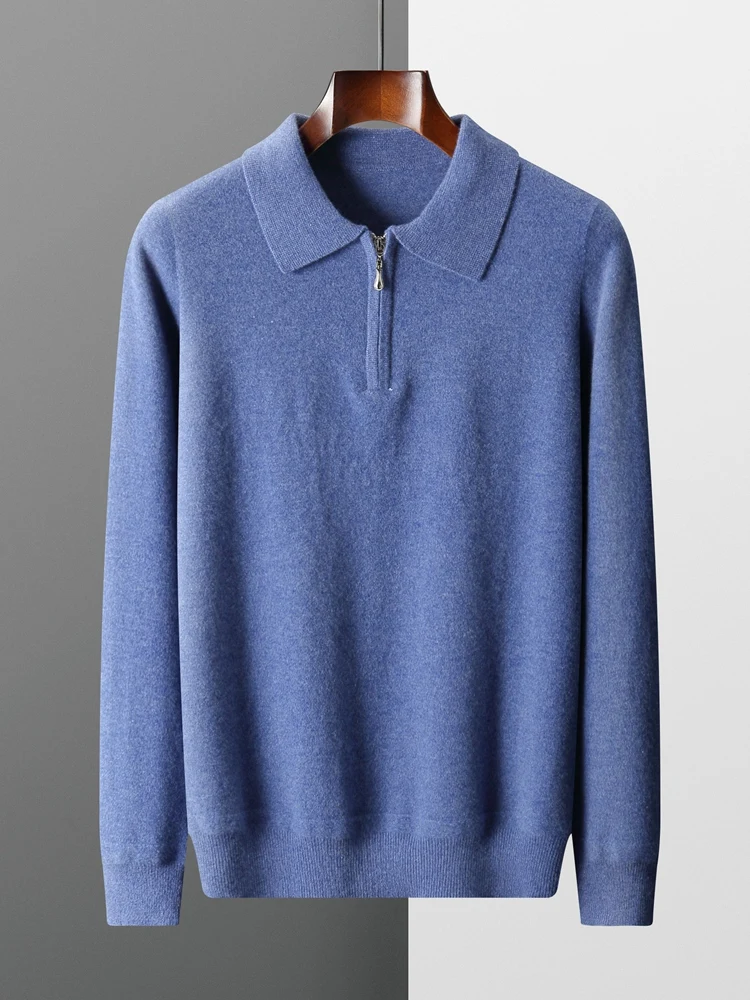 Autumn Winter Men Polo Collar Zippers Sweater Cashmere Pullovers Smart Casual Knitted Soft Long Sleeve 100% Merino Wool Knitwear
Autumn Winter Men Polo Collar Zippers Sweater Cashmere Pullovers Smart Casual Knitted Soft Long Sleeve 100% Merino Wool Knitwear