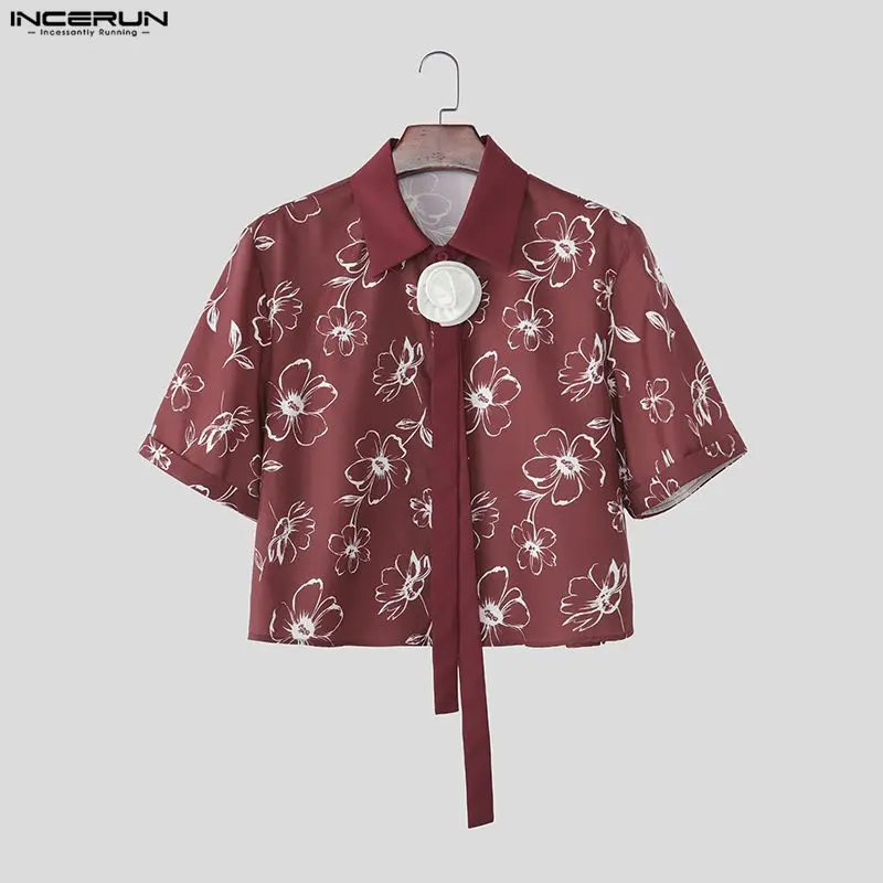 INCERUN Men's Shirt Flower Printing Lapel Short Sleeve Lace Up Crop Tops Shirts For Man Streetwear Summer Fashion Casual Camisa
INCERUN Men's Shirt Flower Printing Lapel Short Sleeve Lace Up Crop Tops Shirts For Man Streetwear Summer Fashion Casual Camisa