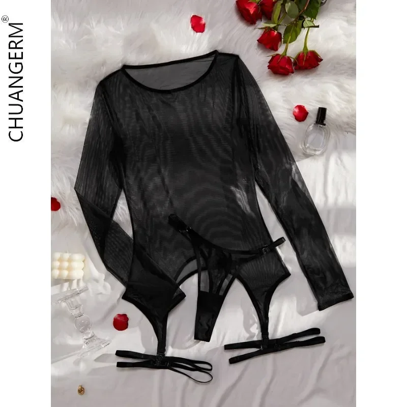CHUANGERM Lingerie Long Sleeve See Through Fine Sexy Mesh Women Underwear Set Erotic Outfit Sensual Intimate Kit Exotic Costume
CHUANGERM Lingerie Long Sleeve See Through Fine Sexy Mesh Women Underwear Set Erotic Outfit Sensual Intimate Kit Exotic Costume